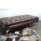 Deep button leather ottoman