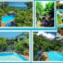 collage garden pool with river and views