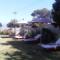 Garden area with sundeck loungers and parasols