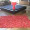 RED BURGUNDY 100% LEATHER SHAGGY RUG