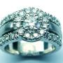 Wide diamond cluster engagement ring