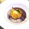 Lemon charlotte with berry soup