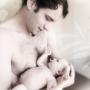 New born with daddy