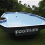 Glass-fibre pool shell ready for installing.