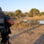 On Location filming a rhino doci.