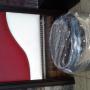 Red & white ostrich leather headboard