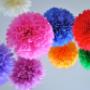 paper pompoms in assorted sizes and colours