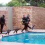 Students practicing standing boat entry