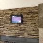 Sandstone strip cladding creates an attractive wal