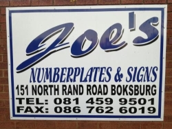 Joes Number Plates & Signs