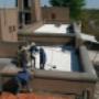 Preparation of roof and start of waterproofing application