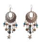 Blue, brown, white, cream Hoop earrings with starfish