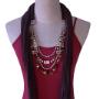 Brown and Cream four layer stone, seadbeads and porcelain scarf necklace