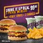 Shake It Up Deal is a sharing meal with 2 Prince Burgers, FREE chips and 2 FREE milkshakes.