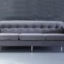 Grey Velvet Oslo Triple Seater Sofa