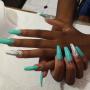 Tips with gel overlay and nail art