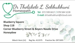 Dr Tholakele Sekhukhuni- Homeopath