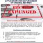Applications for expungements of criminal records.