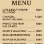 Menu of Spiritual Services
