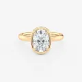 2ct Elongated Cushion Bezel Solitaire Moissanite Engagement Ring