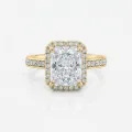 2ct Halo Pavé Radiant Cut Moissanite Engagement Ring