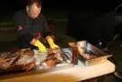 Spitbraai on the fire Pedros Asado
